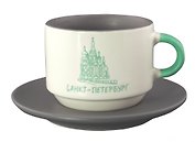 Набор чашка+блюдце "СПб. Спас", серый