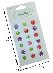 Стикеры полубусины синие/зеленые/красные, 18шт