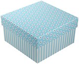 Коробка подарочная "Ромашки c полосками" голубая, 17*17*9.5см