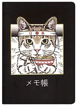 Записная книжка А6 28л. "Котик с повязкой" сшивка, черн.внутр.блок