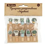Прищепки декоративные с веревкой "Кактусы", 10 штук