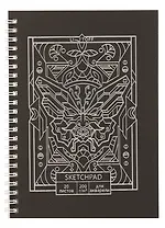 Скетчбук А5 20л "Метаморфозы" акварел. бумага, 200г/м2, черный тонир.картон, тиснение фольг. серебро, евроспираль