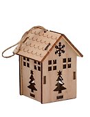 Ёлочная игрушка «Домик» с подсветкой, дерево, 7x5,5 см - 0