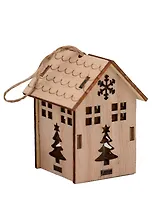 Новогоднее подвесное украшение с подсветкой Домик (7х5,5) (дерево) (12-3307032157-1)