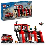 60414 Конструктор детский LEGO City Пожарная часть и пожарная машина, 843 деталей, возраст 6+