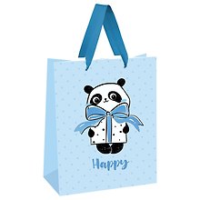 Пакет А4 32*26*12 "PandaGift_Blue" дет., бум.мат.ламинат