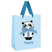 Пакет А4 32*26*12 "PandaGift_Blue" дет., бум.мат.ламинат