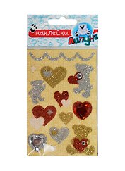 Н Мишки с сердцами (JGS003) (Блестящие наклейки)