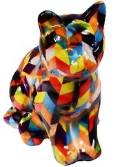 Копилка Кошка с узором малая (керамика) (12,5х9)