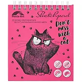 Скетчбук 155*180 80л "Розовый кот" белый офсет, 120г/м2, спираль