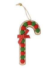 Новогоднее подвесное украшение Карамельная трость (красно-зеленая) (дерево, полиэстер) (14,5х7) (94649)