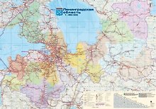 Карта настенная "Ленинградская область". Масштаб 1:450 000