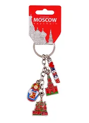Брелок гроздь Москва с фигурной вставкой 13см (MOSCOW-Спасск.башня-Матрешка-ХВБ) (176-E-19-5)