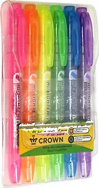 Текстовыделители 6 цветов 4 мм, Crown