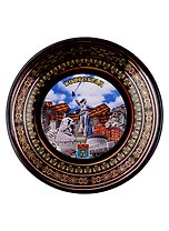 Магнит-тарелка Волгоград Георг.лента-Родина мать (фарф D7 цв. Черный)