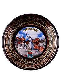 Магнит-тарелка Волгоград Георг.лента-Родина мать (фарф D7 цв. Черный)