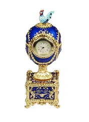 Яйцо пасхальное музыкальное Курица с часами (цв.синий) (JD0250-5)