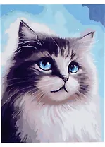 Холст с красками по номерам "Голубоглазый котик", 30 х 40 см