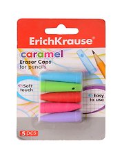 Ластик/Стирательная резинка - колпачок Erich Krause, CARAMEL Набор 5шт, для карандашей