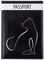 Обложка для паспорта Кошка (линия) (ПВХ бокс) (ОП2021-295)