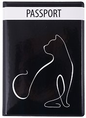 Обложка для паспорта Кошка (линия) (ПВХ бокс) (ОП2021-295)