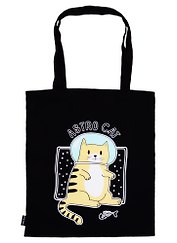 Сумка-шоппер Кот-космонавт Astro cat черная, текстиль 40см.*32см.