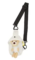 Сумочка на молнии с ремнем Мишка (белая) (19х12х6) (текстиль) (12-23827-SH20)