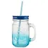 Баночка с ручкой и крышкой для коктейлей с надписью градиент (стекло) (450мл) - 0