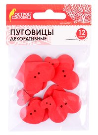 Пуговицы декоративные Сердце (12 шт) (661421) (3+) (дерево) (упаковка) (Остров сокровищ)