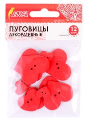 Пуговицы декоративные Сердце (12 шт) (661421) (3+) (дерево) (упаковка) (Остров сокровищ)