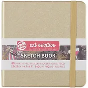 Скетчбук 12*12 80л "Art Creation" металлик белое золото, нелинованн. 140г/м2, слоновая кость, тв.обл., Royal Talens