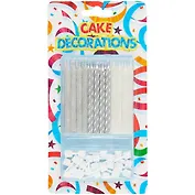 Набор свечей для торта Серебро с глиттером (24шт) (7,5см)