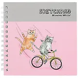 Скетчбук 195*195 80л "Веселые котики" белый офсет, 100г/м2, тв.обложка, гребень