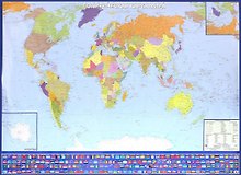 Политическая карта мира с флагами (1:26 000 000). Новая граница