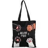 Сумка-шоппер Meow power: Кошачьи лапки черная, текстиль, 40см.*32см., с 2 ручками