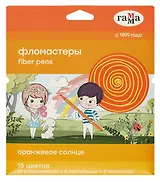 Фломастеры 15цв "Оранжевое солнце" смываемые, к/к, европодвес