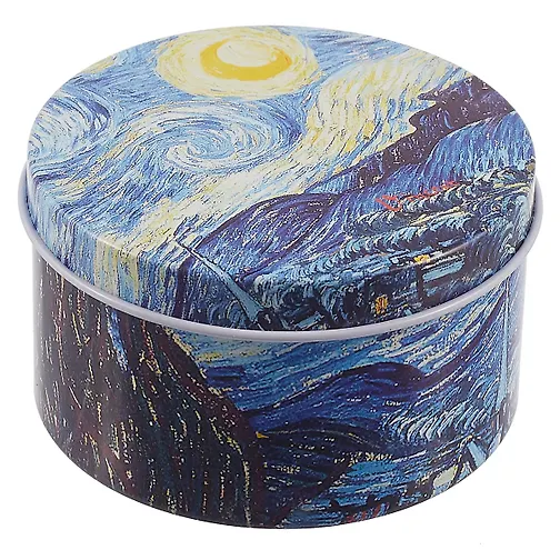 Шкатулка круглая Ван Гог Звездная ночь (металл) (7,5см) - 0