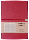 Ежедневник недат. А5 136л "LUMINOUS" малиновый пунш, иск.кожа, интегр.переплет, торец в цвет обл, на резинке, тонир.блок, ляссе - 0
