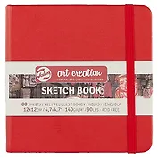 Скетчбук «Art Creation» красный, 80 листов, 12 х 12 см