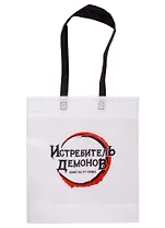 Сумка Demon Slayer Логотип (белая) (полипропилен) (40х38) (ARTM154)