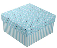Коробка подарочная "Ромашки c полосками" голубая, 15*15*8.5см