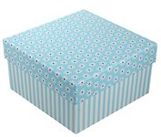 Коробка подарочная "Ромашки c полосками" голубая, 15*15*8.5см