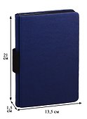 Книга для записей А5 96л кл. син.иск.кожа, тв.переплет, петля для ручки на корешке, тонир.офсет кл., лин., тчк., инд.уп. - 1