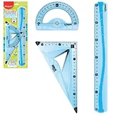 Линейка Набор чертежный Maped Flex (ЛИН 30 см, угольник, трансп), ассорти, блистер, 897120