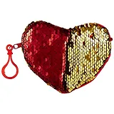 Кошелек с пайетками на молнии Сердце (11см) (текстиль)
