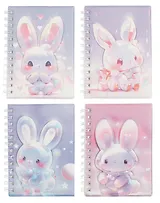 Записная книжка А6 80л лин. "Зайка" дутая ПВХ-обл., спираль, дизайн.блок, ассорти