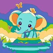 Картина по номерам детская (холст на подрамнике 20*20) "Слоник"