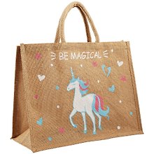 Сумка джутовая L Единорог Be magical (43х34х19)  (ДЖ2019-9)