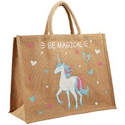Сумка джутовая L Единорог Be magical (43х34х19)  (ДЖ2019-9)
