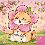 Картина по номерам на холсте с подрамником "Котик и сакура", 20х20см, Art idea, 14+